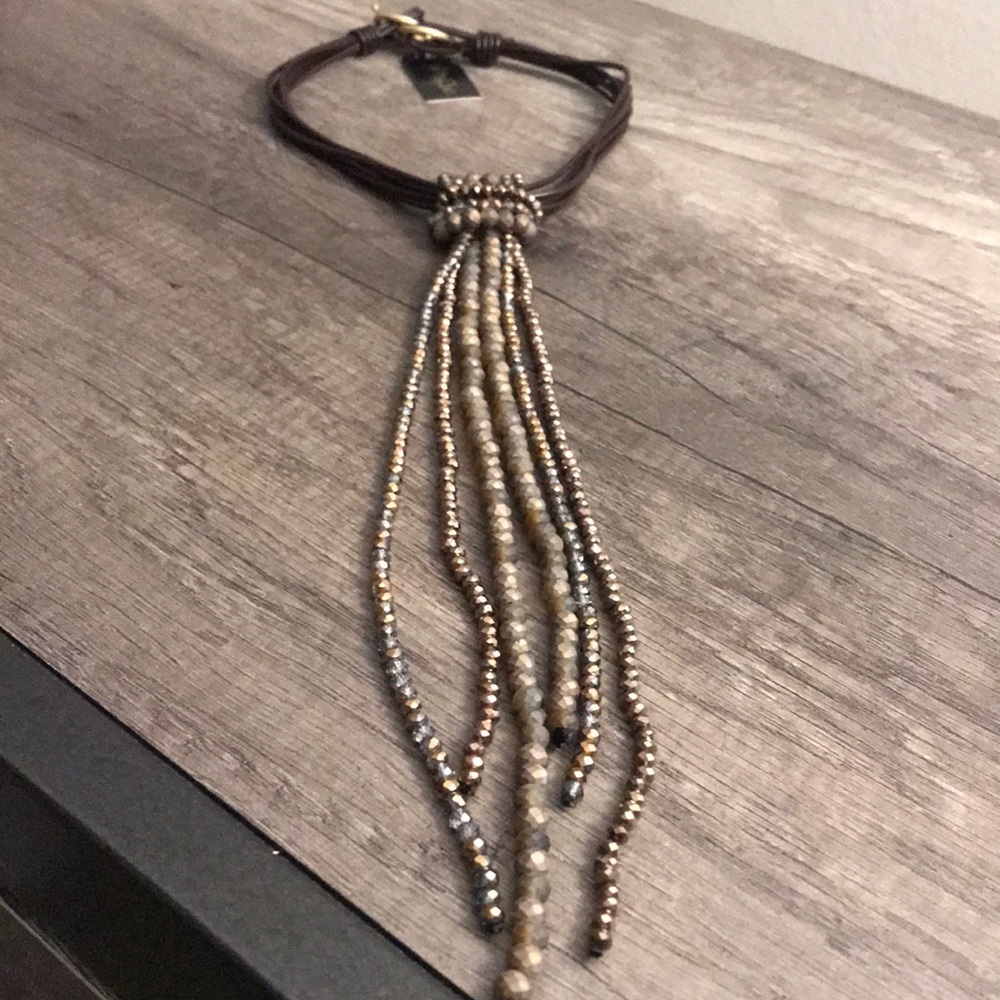 Leather Beaded Fall Necklace